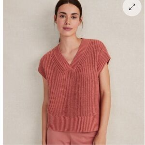 Haven Well Within  Loungewear
ORGANIC COTTON LINEN SHAKER STITCH V-NECK SWEATER